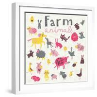 Funny Farm Animals-smilewithjul-Framed Art Print