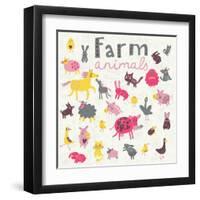 Funny Farm Animals-smilewithjul-Framed Art Print