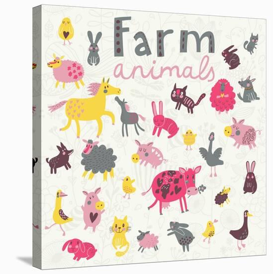 Funny Farm Animals-smilewithjul-Stretched Canvas