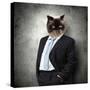 Funny Fluffy Cat In A Business Suit Businessman. Collage-Sergey Nivens-Stretched Canvas
