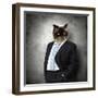 Funny Fluffy Cat In A Business Suit Businessman. Collage-Sergey Nivens-Framed Photographic Print