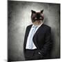 Funny Fluffy Cat In A Business Suit Businessman. Collage-Sergey Nivens-Mounted Photographic Print