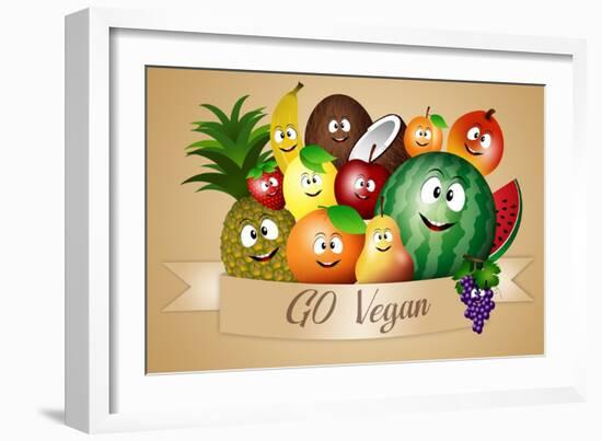 Funny Fruits for Vegan Diet-sognolucido-Framed Art Print