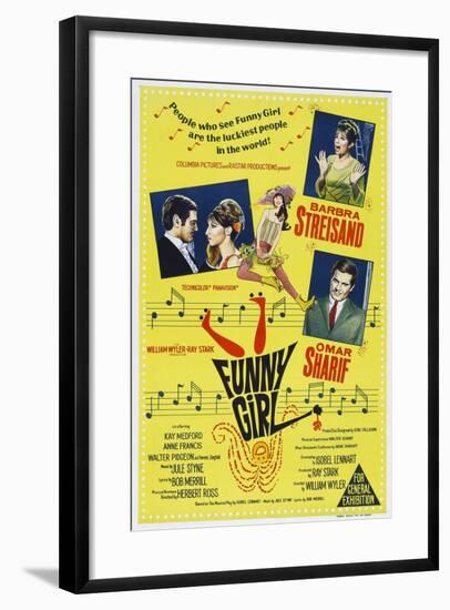 Funny Girl, Australian poster, Barbra Streisand, Omar Sharif, 1968-null-Framed Art Print