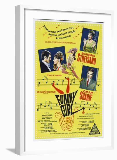 Funny Girl, Australian poster, Barbra Streisand, Omar Sharif, 1968-null-Framed Art Print