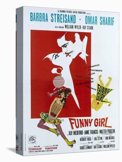 Funny Girl, Italian poster, Barbra Streisand, Omar Sharif, 1968-null-Stretched Canvas