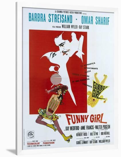 Funny Girl, Italian poster, Barbra Streisand, Omar Sharif, 1968-null-Framed Art Print