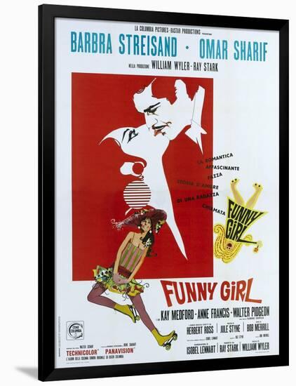 Funny Girl, Italian poster, Barbra Streisand, Omar Sharif, 1968-null-Framed Art Print