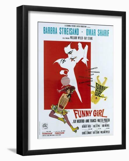 Funny Girl, Italian poster, Barbra Streisand, Omar Sharif, 1968-null-Framed Art Print