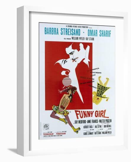 Funny Girl, Italian poster, Barbra Streisand, Omar Sharif, 1968-null-Framed Art Print