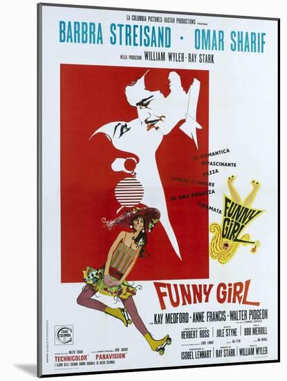 Funny Girl, Italian poster, Barbra Streisand, Omar Sharif, 1968-null-Mounted Art Print