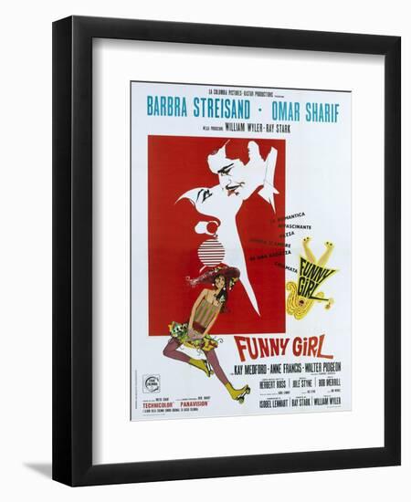 Funny Girl, Italian poster, Barbra Streisand, Omar Sharif, 1968-null-Framed Art Print