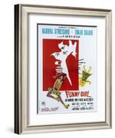 Funny Girl, Italian poster, Barbra Streisand, Omar Sharif, 1968-null-Framed Art Print