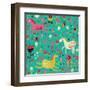 Funny Horses in Flowers-smilewithjul-Framed Art Print