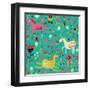 Funny Horses in Flowers-smilewithjul-Framed Art Print