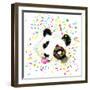 Funny Panda Bear Watercolor Illustration-Fayankova Alena-Framed Art Print