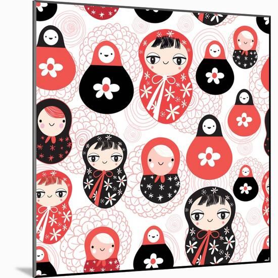 Funny Pattern with Dolls-Tatiana Korchemkina-Mounted Art Print