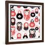 Funny Pattern with Dolls-Tatiana Korchemkina-Framed Art Print