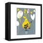 Funny Pear Holding Playing Electric Guitar-sabelskaya-Framed Stretched Canvas