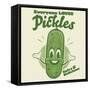 Funny Pickle Cartoon Illustration in Retro Style-shock77-Framed Stretched Canvas