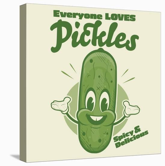 Funny Pickle Cartoon Illustration in Retro Style-shock77-Stretched Canvas