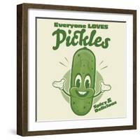 Funny Pickle Cartoon Illustration in Retro Style-shock77-Framed Photographic Print