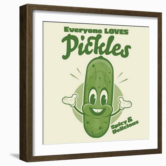 Funny Pickle Cartoon Illustration in Retro Style-shock77-Framed Photographic Print