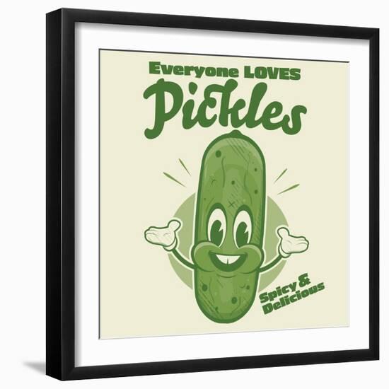 Funny Pickle Cartoon Illustration in Retro Style-shock77-Framed Photographic Print