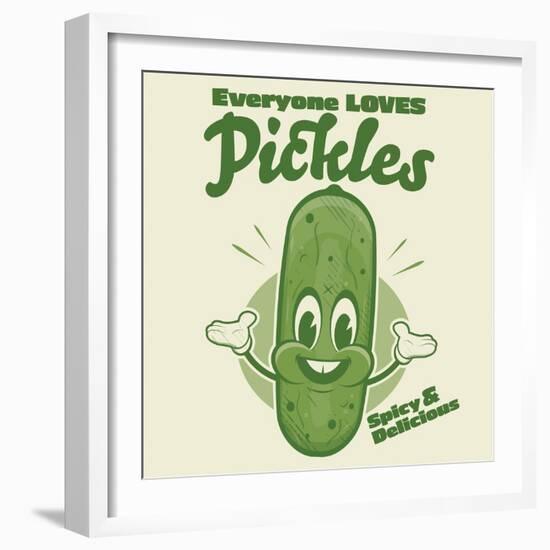 Funny Pickle Cartoon Illustration in Retro Style-shock77-Framed Photographic Print