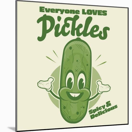 Funny Pickle Cartoon Illustration in Retro Style-shock77-Mounted Photographic Print