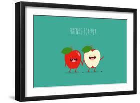 Funny Red Apple. Use for Card, Poster, Banner, Web Design and Print on T-Shirt. Easy to Edit. Vecto-Serbinka-Framed Art Print