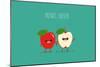 Funny Red Apple. Use for Card, Poster, Banner, Web Design and Print on T-Shirt. Easy to Edit. Vecto-Serbinka-Mounted Art Print