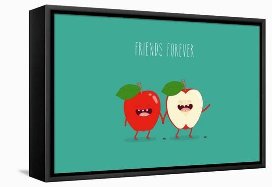 Funny Red Apple. Use for Card, Poster, Banner, Web Design and Print on T-Shirt. Easy to Edit. Vecto-Serbinka-Framed Stretched Canvas