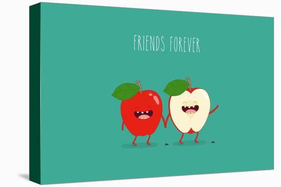 Funny Red Apple. Use for Card, Poster, Banner, Web Design and Print on T-Shirt. Easy to Edit. Vecto-Serbinka-Stretched Canvas