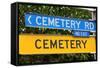 Funny Road Sign Hinting at Mortality-PomInOz-Framed Stretched Canvas