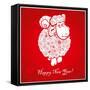 Funny Sheep on Bright Red Background 1-mamaluk-Framed Stretched Canvas