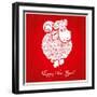 Funny Sheep on Bright Red Background 1-mamaluk-Framed Art Print