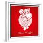 Funny Sheep on Bright Red Background 1-mamaluk-Framed Premium Giclee Print