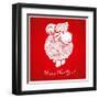 Funny Sheep on Bright Red Background 1-mamaluk-Framed Art Print