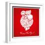 Funny Sheep on Bright Red Background 1-mamaluk-Framed Art Print