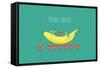 Funny Strawberry with Banana. Comic Character. Use for Card, Poster, Banner, Web Design and Print O-Serbinka-Framed Stretched Canvas