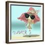 Funny Summer Girl Drinking the Cocktail.-Elena Barenbaum-Framed Premium Giclee Print