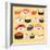 Funny Sushi Characters. Funny Sushi with Cute Faces. Sushi Roll and Sashimi Set. Happy Sushi Charac-coffeee_in-Framed Art Print