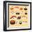 Funny Sushi Characters. Funny Sushi with Cute Faces. Sushi Roll and Sashimi Set. Happy Sushi Charac-coffeee_in-Framed Art Print