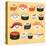 Funny Sushi Characters. Funny Sushi with Cute Faces. Sushi Roll and Sashimi Set. Happy Sushi Charac-coffeee_in-Stretched Canvas