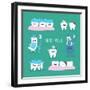 Funny Teeth Set Consisting of Toothpaste and Toothbrush Who are Friends Forever. Vector Illustratio-Serbinka-Framed Art Print