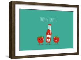 Funny Tomato Ketchup and Tomato. Friend Forever. Vector Illustration.-Serbinka-Framed Art Print