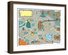 Funny Treasure Map-Curvabezier-Framed Art Print