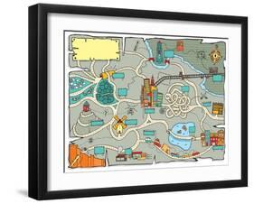 Funny Treasure Map-Curvabezier-Framed Art Print