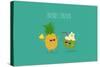 Funny Tropical Fruits. Pineapple and Coconut. Friend Forever.-Serbinka-Stretched Canvas